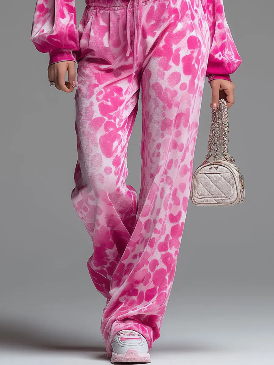 Stylish And Casual Pink Velvet Printed Top And Pants Set sold by Oyrosy product image thumbnail 4
