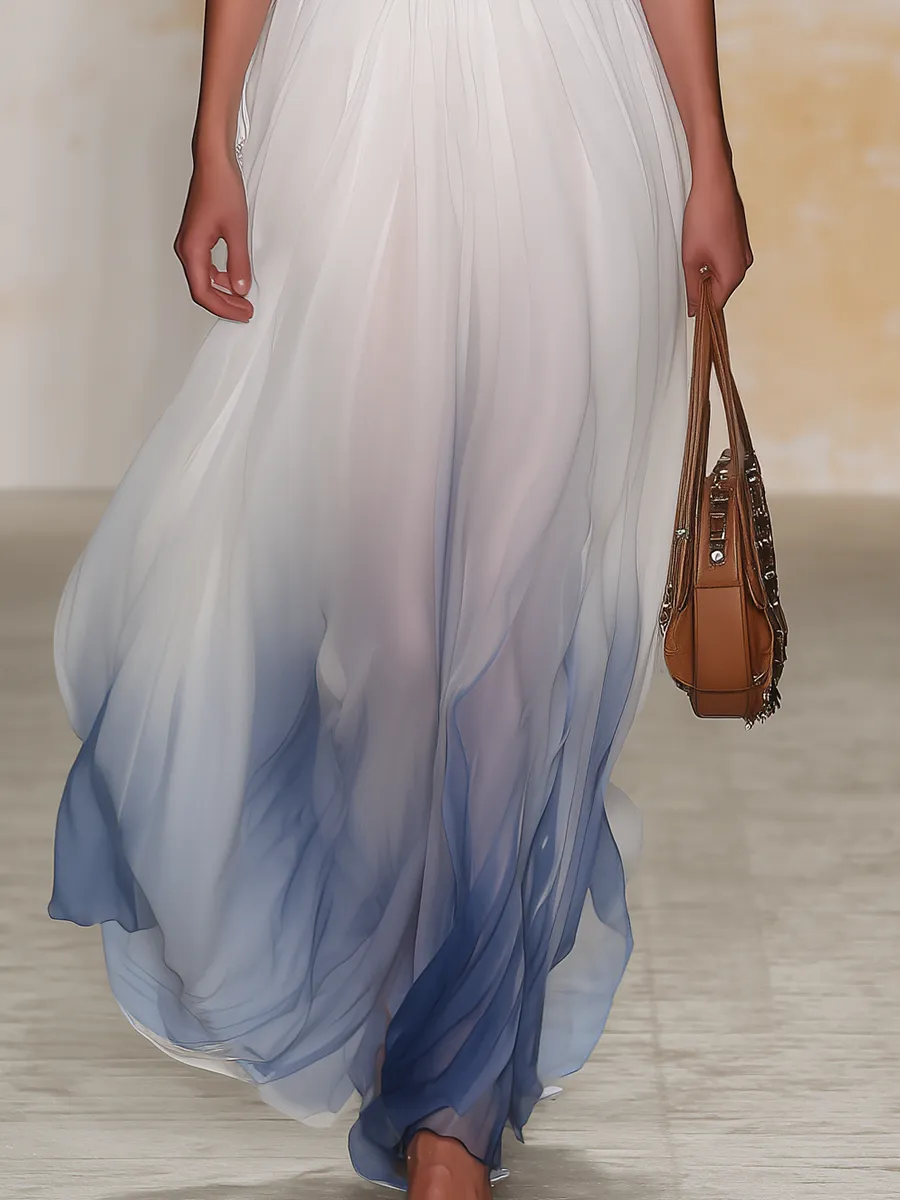 Elegant And Comfortable Halter-neck Sleeveless Chiffon Maxi Dress sold by Oyrosy product image thumbnail 4