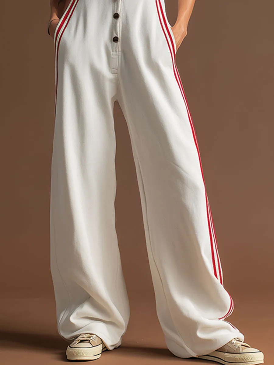 Sporty Retro Red Ribbon White Cotton Sleeveless Jumpsuit sold by Oyrosy product image thumbnail 4