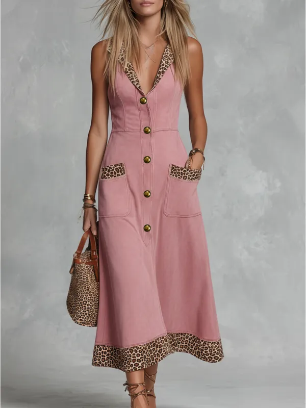 Vintage And Elegant Lapel Sleeveless Faux Suede Midi Dress sold by Oyrosy