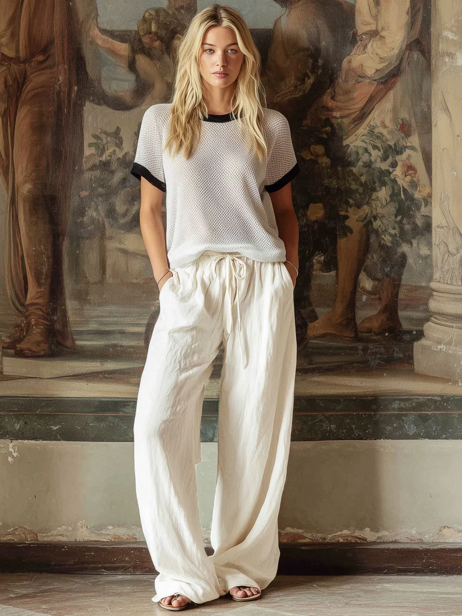 Loose Double-pocket Drawstring Cotton And Linen Pants sold by Oyrosy product image thumbnail 4