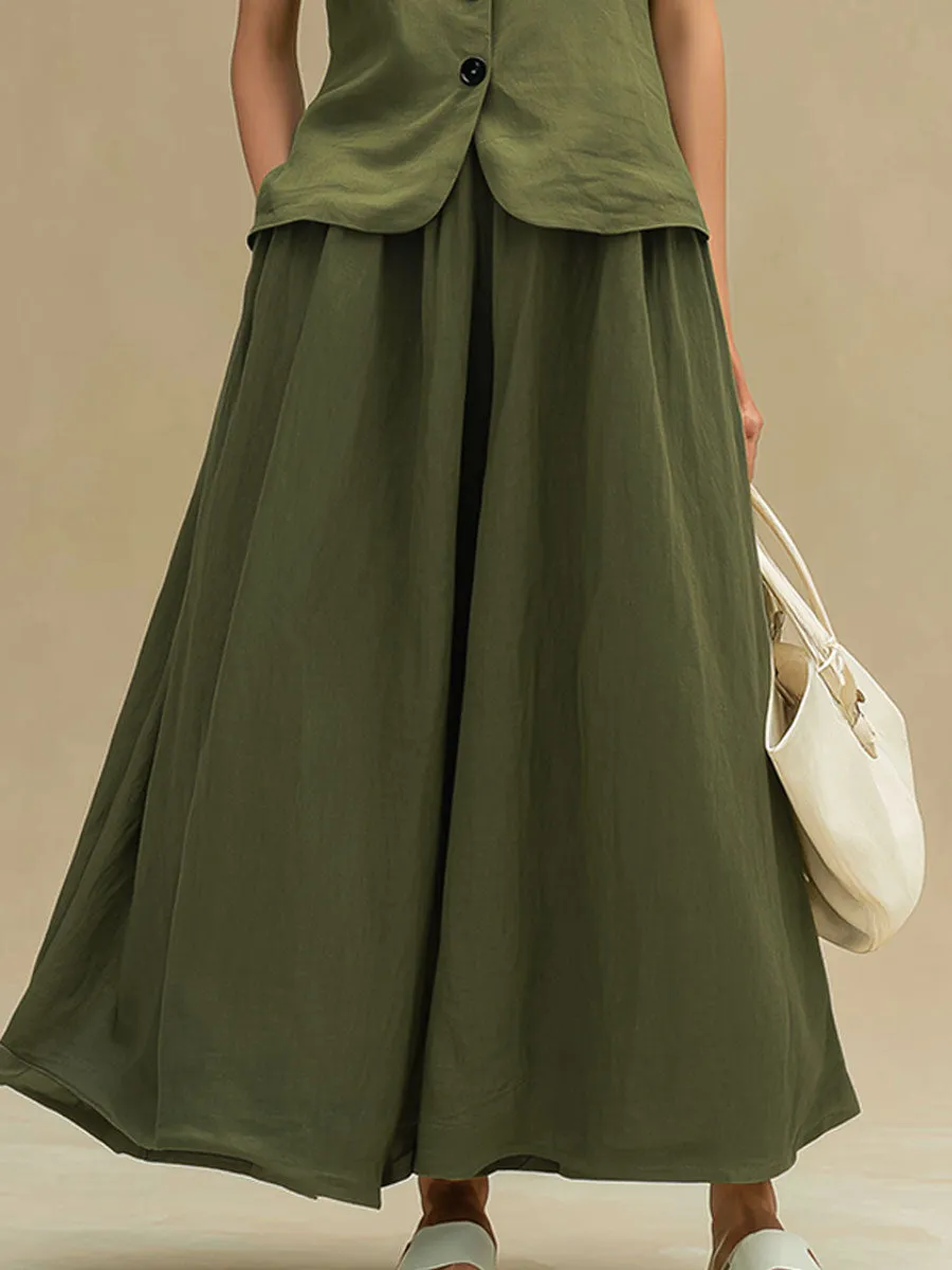 Stylish And Casual Green Sleeveless Top And Skirt Set sold by Oyrosy product image thumbnail 4