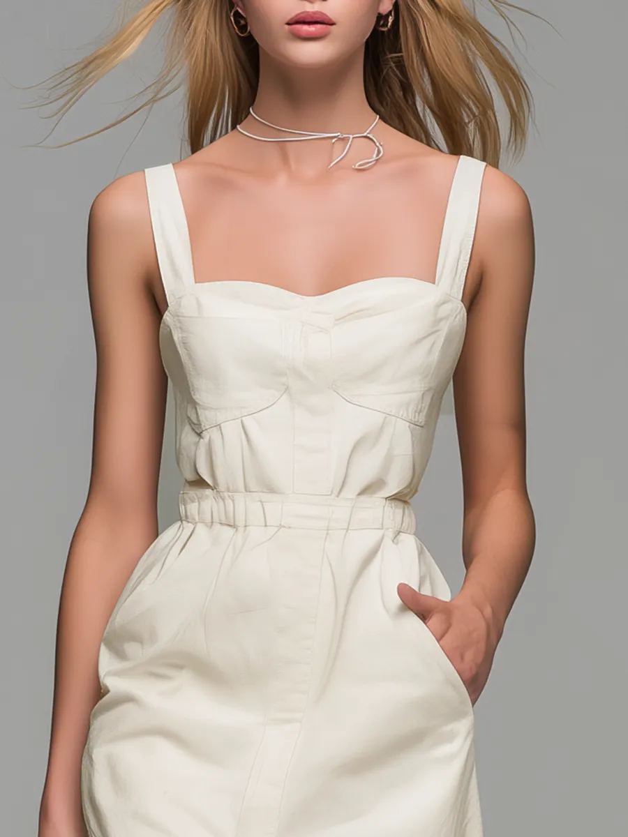 Elegant And Stylish Square Neck Sleeveless Slit Long Dress sold by Oyrosy product image thumbnail 3