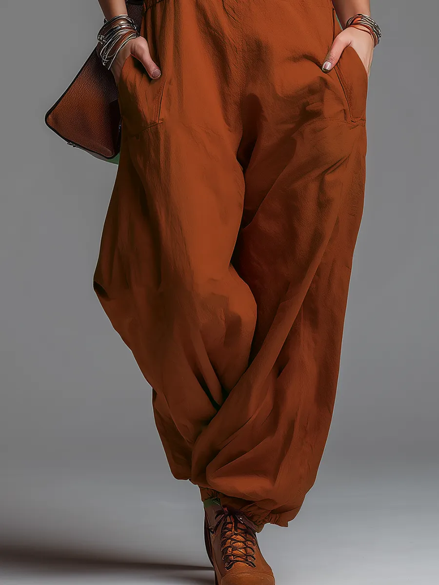 Fashionable Retro Stand-up Collar Zipper Sleeveless Jumpsuit sold by Oyrosy product image thumbnail 4