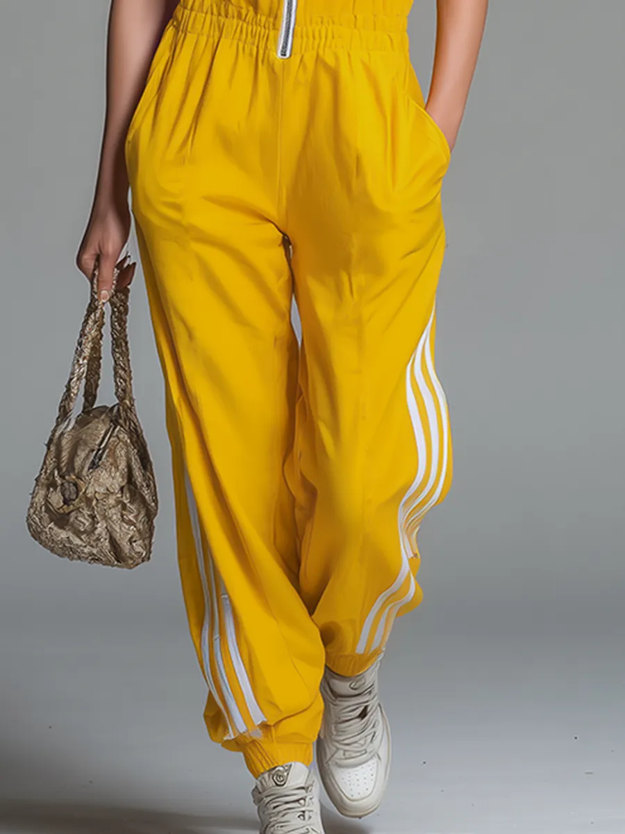 Athletic Casual Hooded Zippered Short-sleeved Jumpsuit sold by Oyrosy product image thumbnail 4