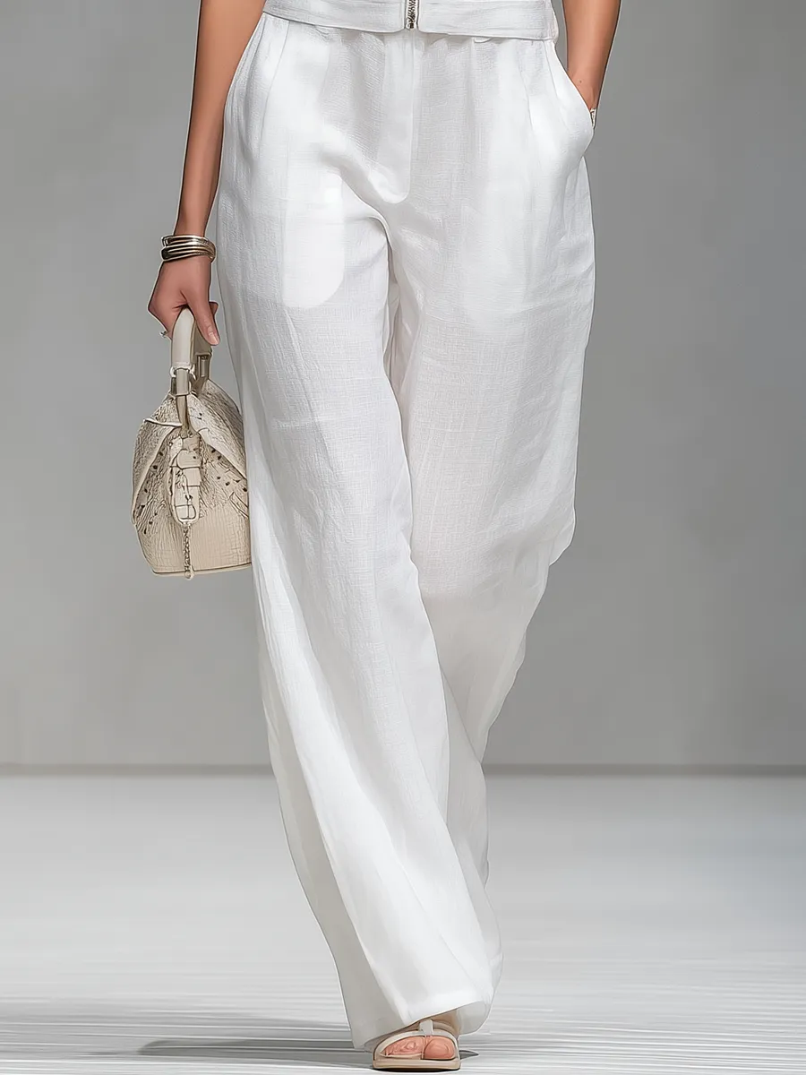 Elegant And Stylish Collared Sleeveless Top And Trousers Set sold by Oyrosy product image thumbnail 4