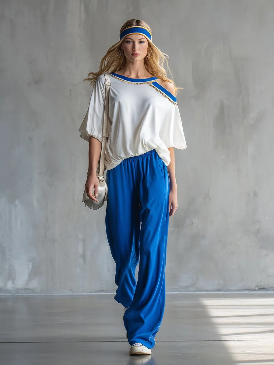 Casual Everyday Sportswear Off-the-shoulder T-shirt And Sweatpants Set sold by Oyrosy product image thumbnail 2