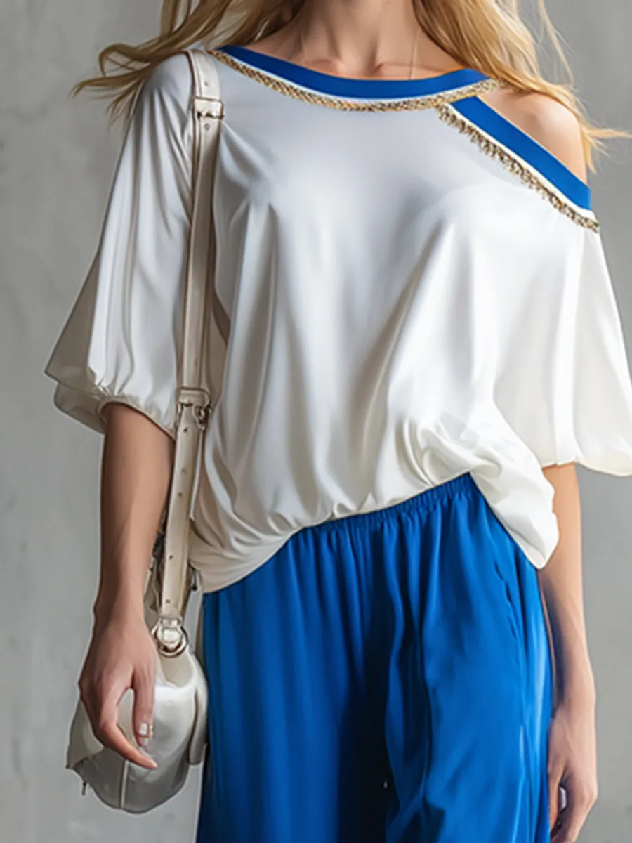 Casual Everyday Sportswear Off-the-shoulder T-shirt And Sweatpants Set sold by Oyrosy product image thumbnail 3