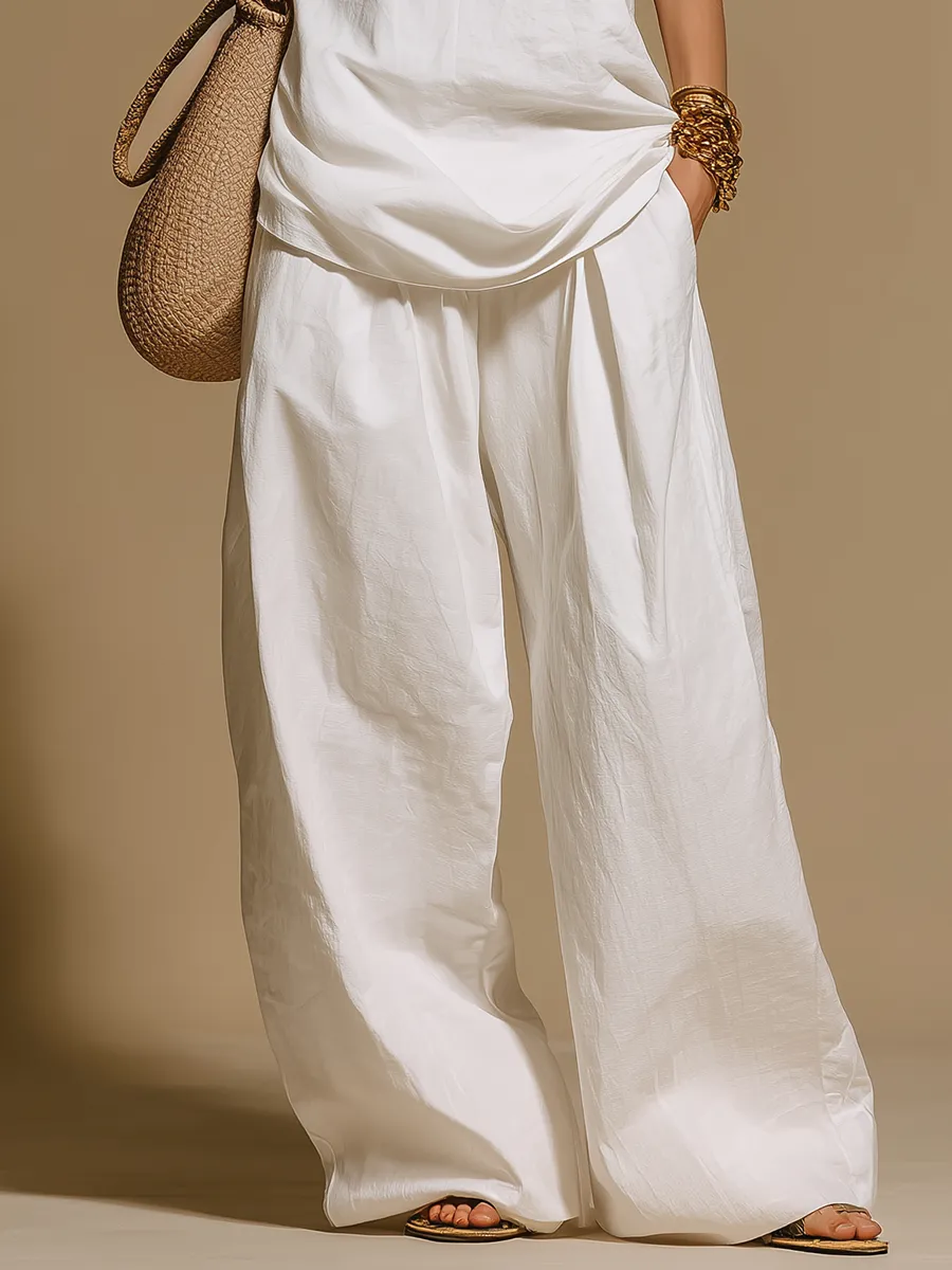 Stylish Casual Sleeveless Top And Wide-leg Pants Set sold by Oyrosy product image thumbnail 4