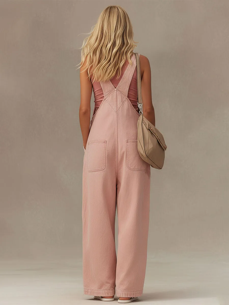 Stylish And Casual Pink Washed Denim Overalls sold by Oyrosy product image thumbnail 2