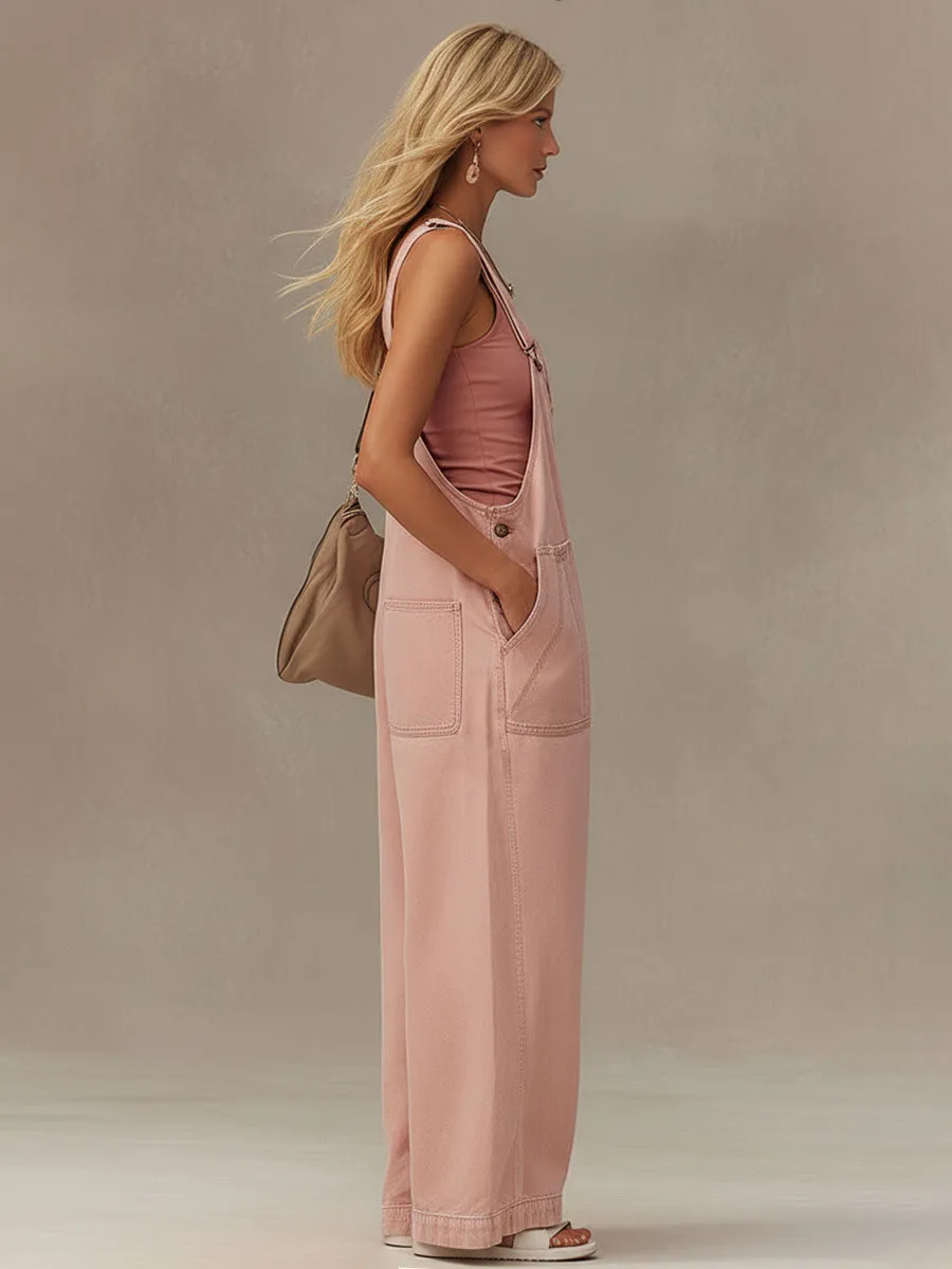 Stylish And Casual Pink Washed Denim Overalls sold by Oyrosy product image thumbnail 4