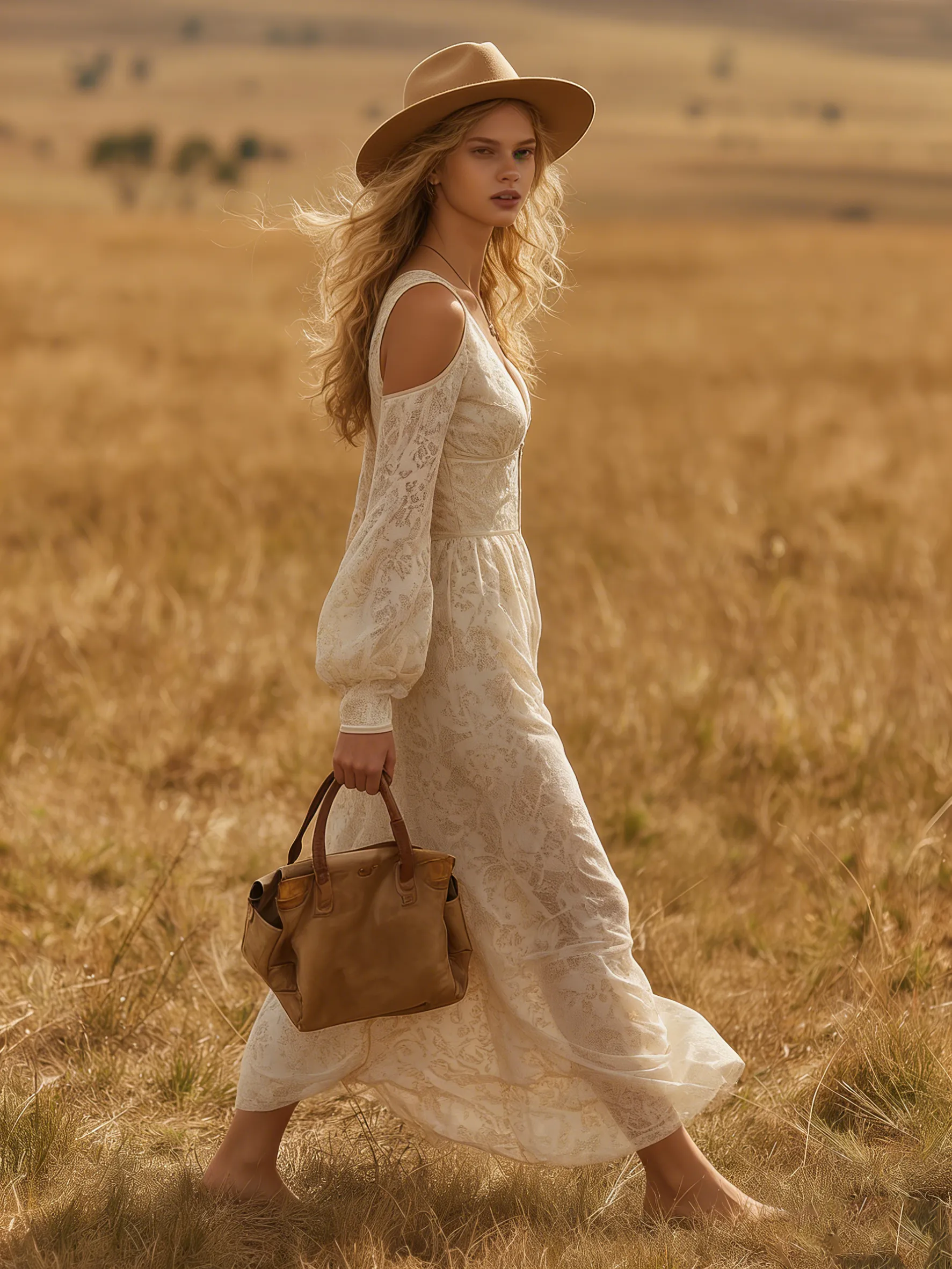 Free And Stylish V-neck Openwork Shoulders Long-sleeved Lace Maxi Dress sold by Oyrosy product image thumbnail 2