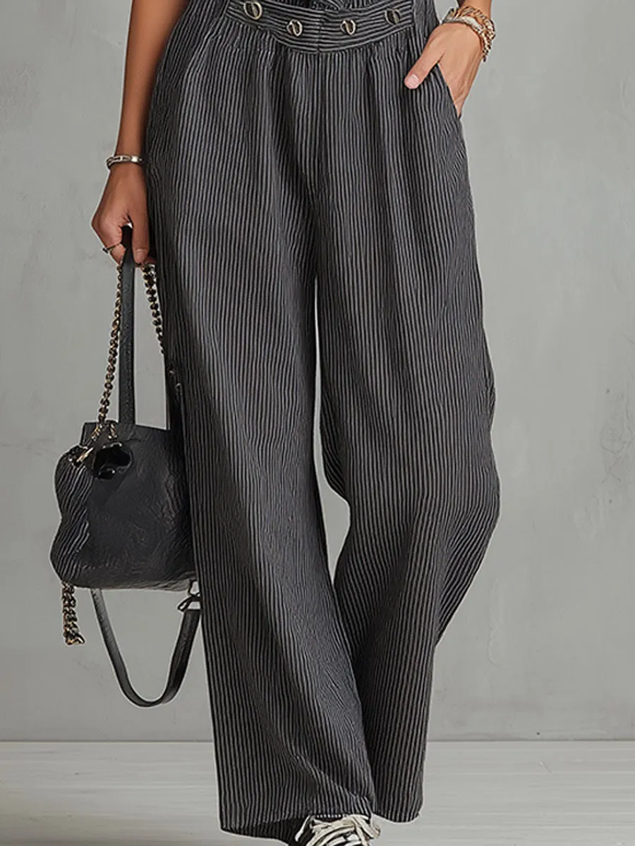 Casual Sporty Black And White Striped Overalls sold by Oyrosy product image thumbnail 4