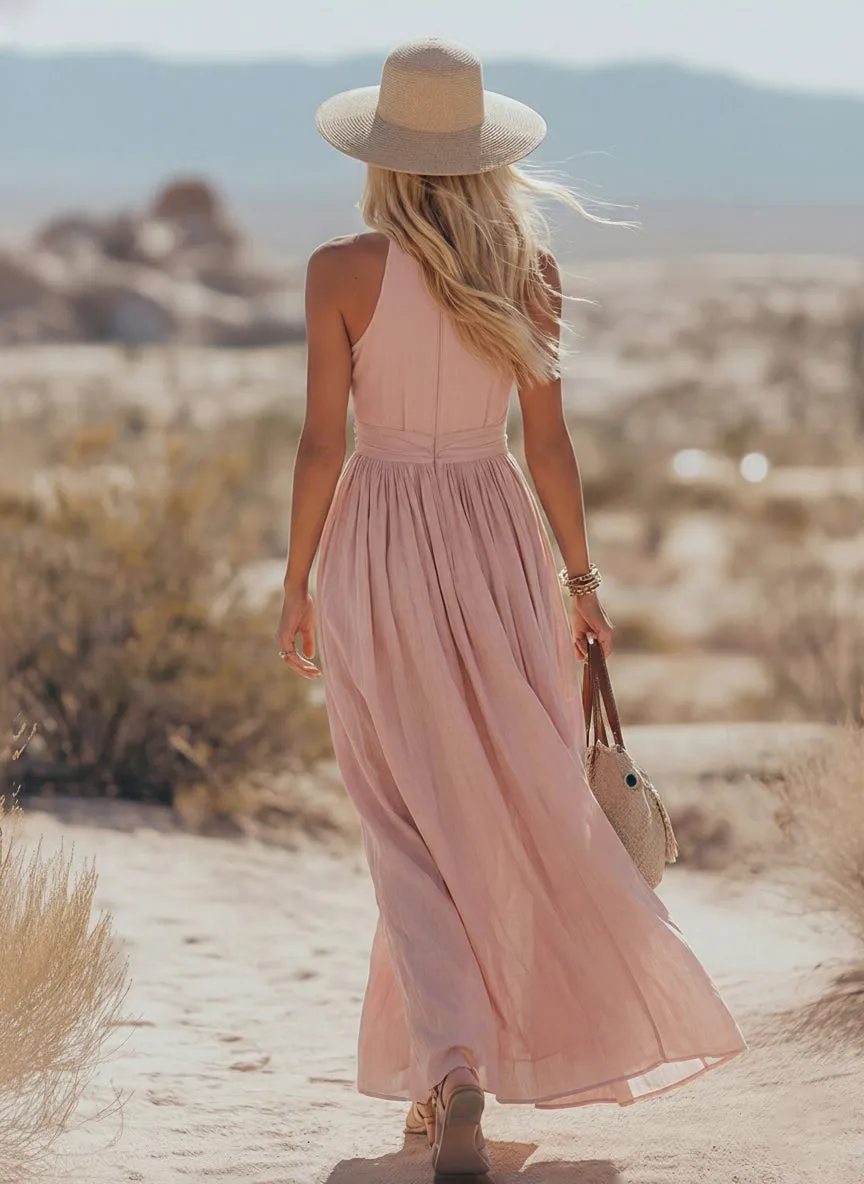 Bohemian West Resort Elegant Sleeveless Cotton Linen Dress sold by Oyrosy product image thumbnail 3