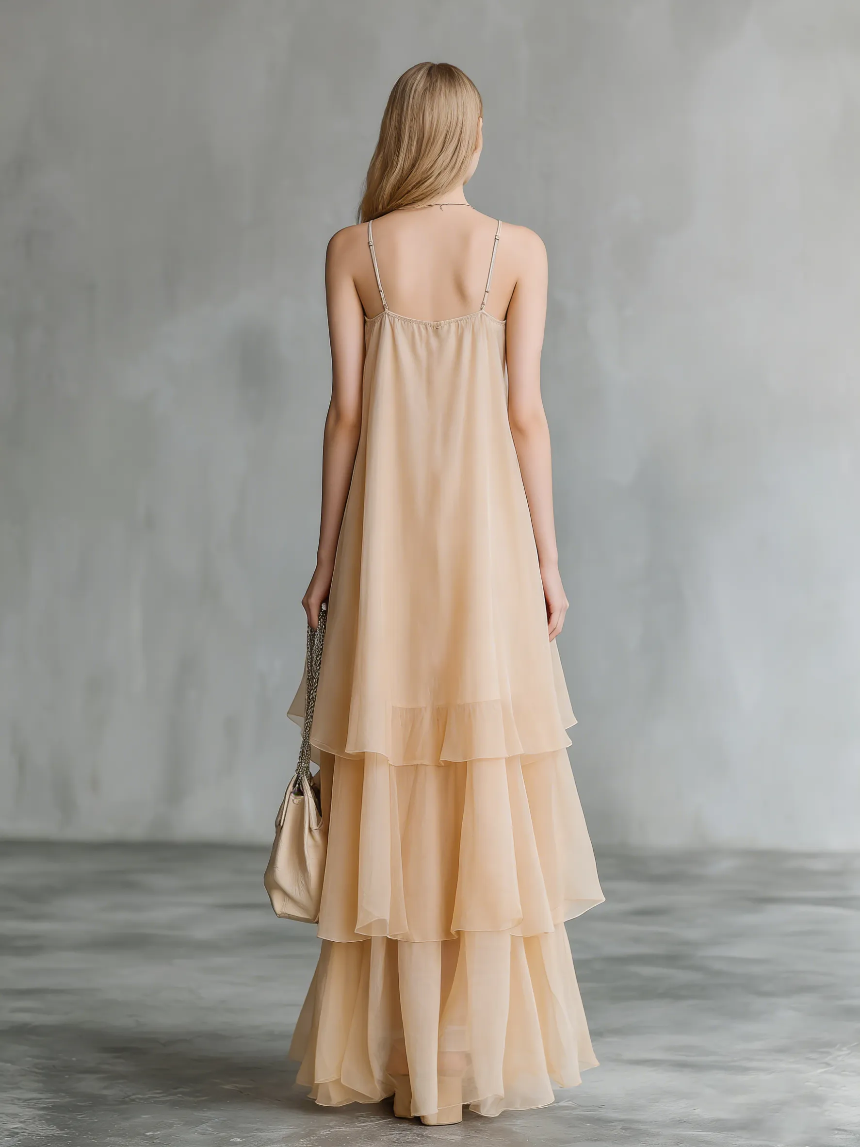 Stylish And Elegant Sleeveless V-neck Layered Chiffon Maxi Dress sold by Oyrosy product image thumbnail 3