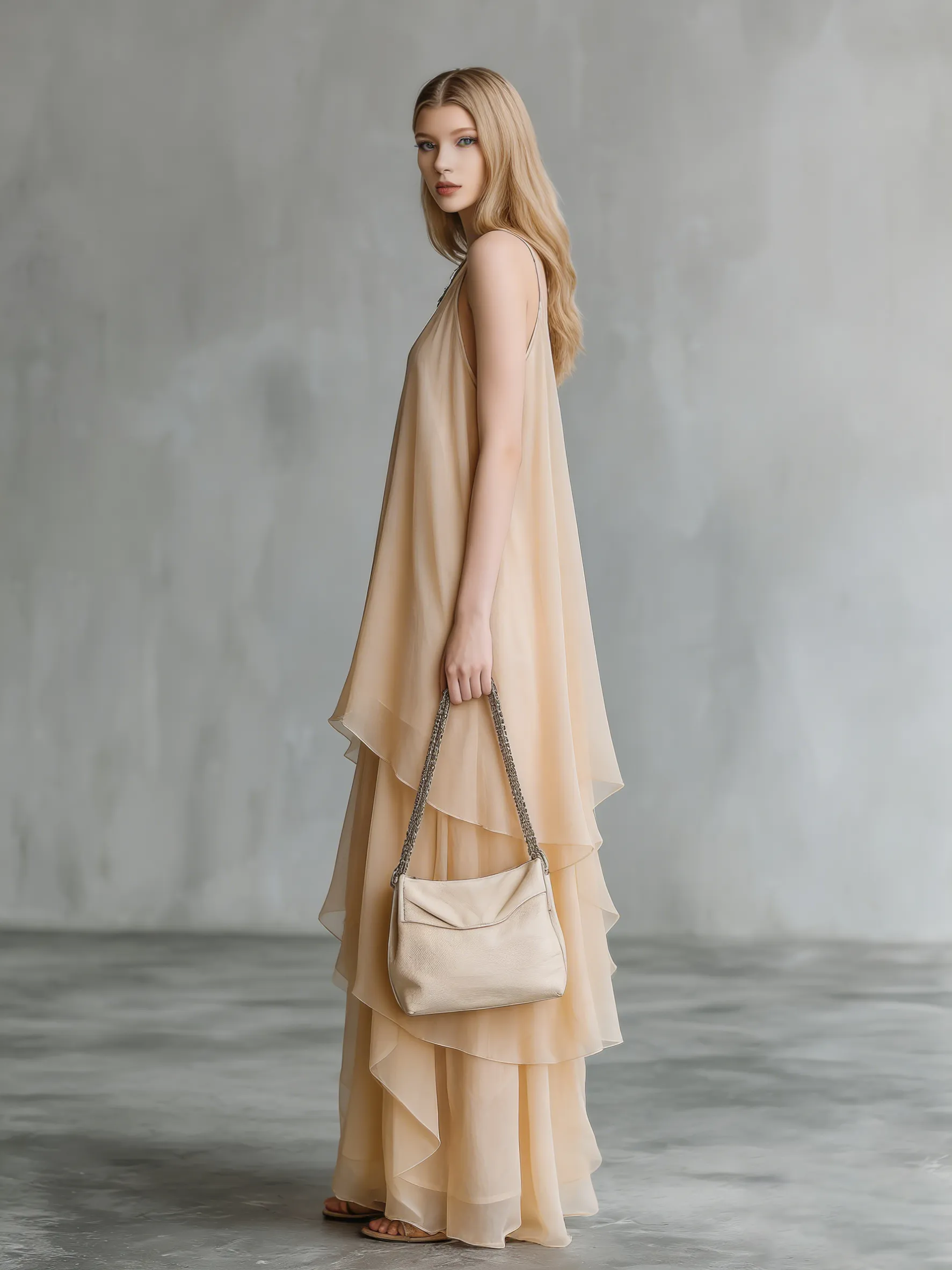 Stylish And Elegant Sleeveless V-neck Layered Chiffon Maxi Dress sold by Oyrosy product image thumbnail 2