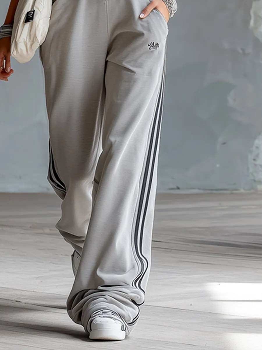 Retro Sporty Striped Trim Light Gray Lapel Narrow Shoulder Cotton Sleeveless Jumpsuit sold by Oyrosy product image thumbnail 5