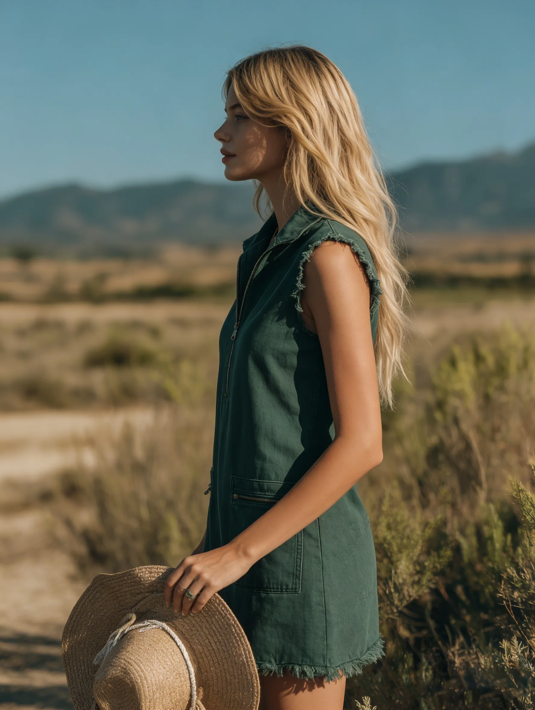 Fashionable Retro Collared Sleeveless Frayed Zipper Denim Mini Dress sold by Oyrosy product image thumbnail 2