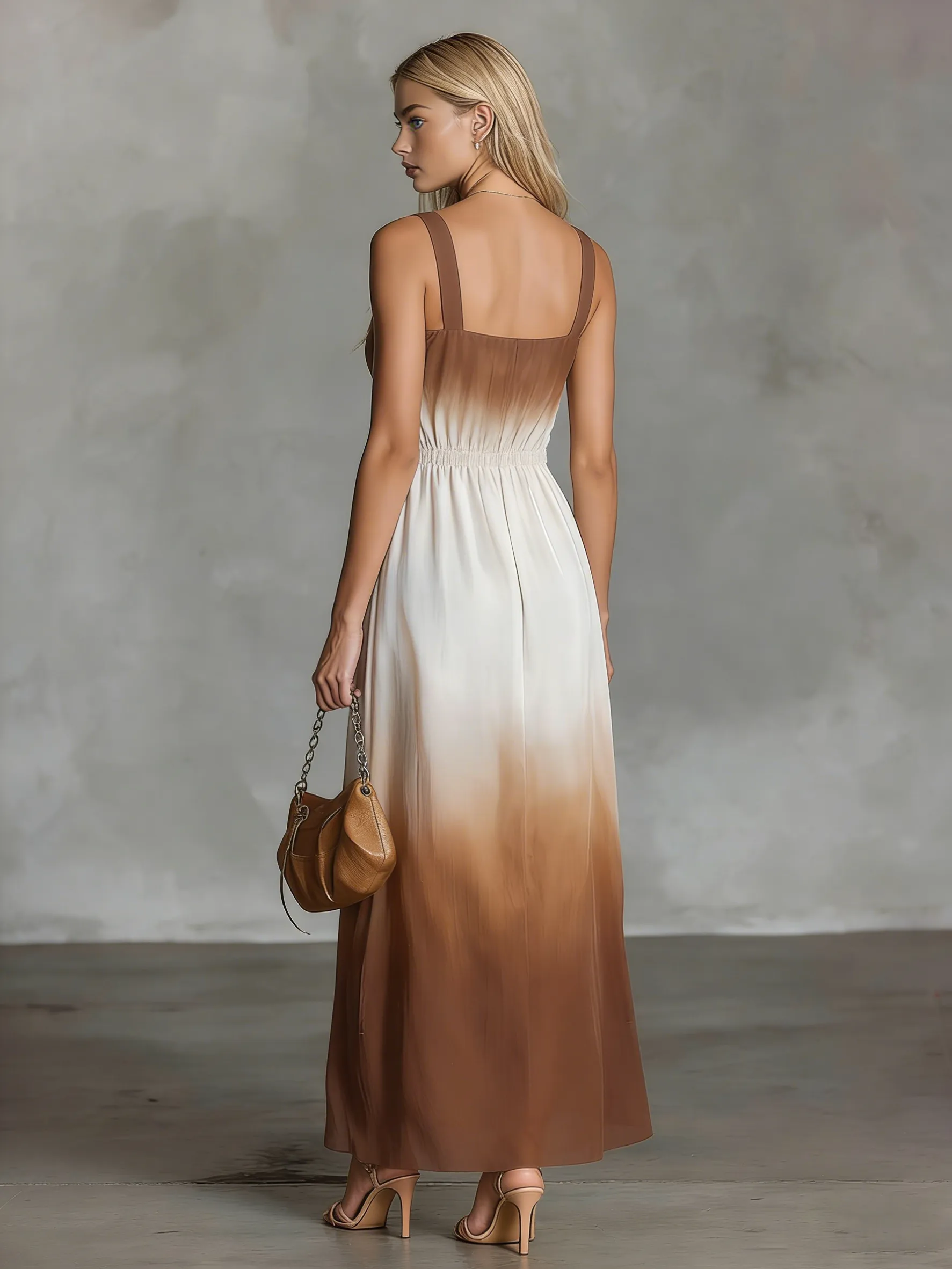 Stylish Beautiful V-Neck Sleeveless Shoulder-Tie Chiffon Midi Dress sold by Oyrosy product image thumbnail 3