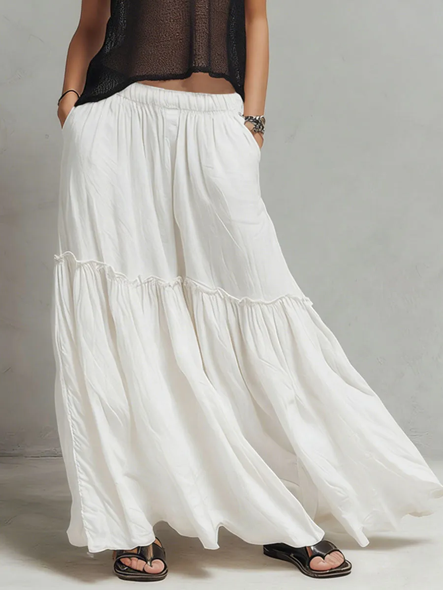 Black Mesh Knit Top And White Cotton-linen Skirt Set sold by Oyrosy product image thumbnail 5