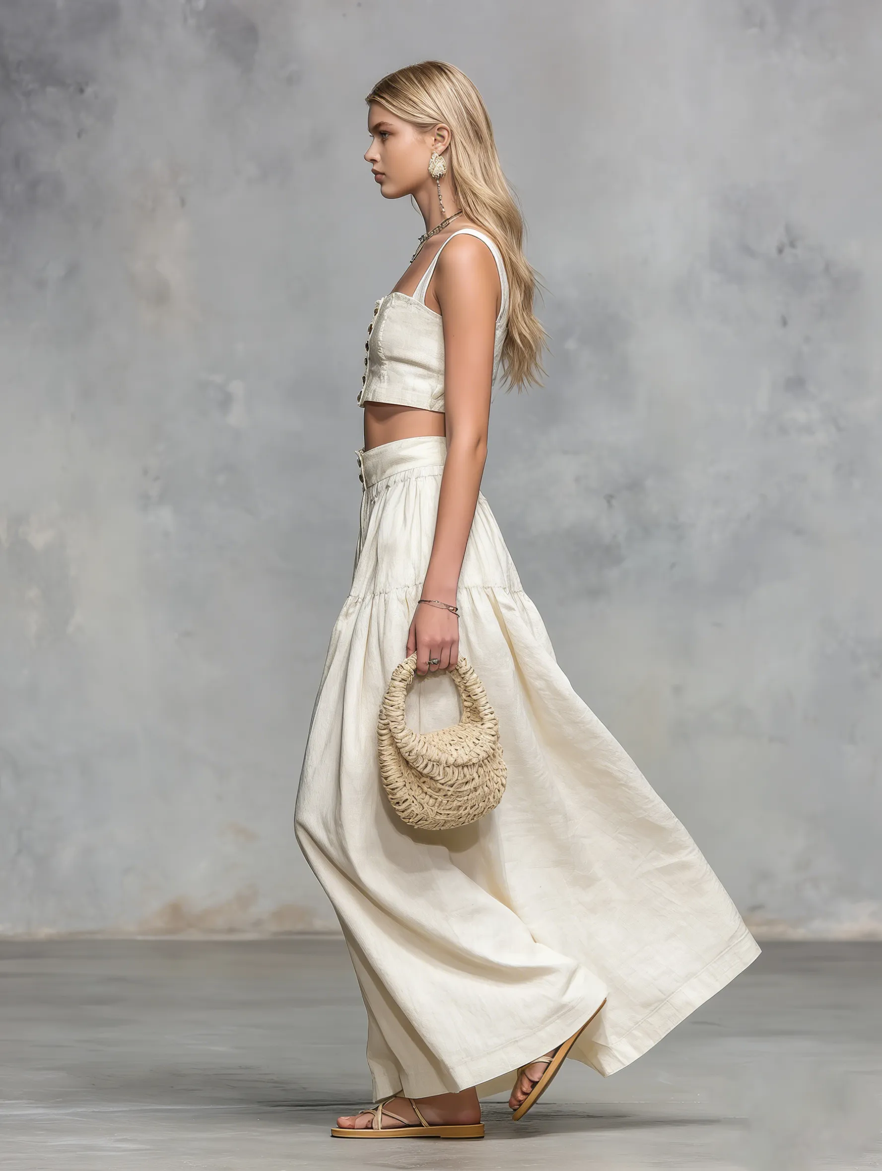 Casual And Stylish Square-neck Sleeveless Cropped Top And Long Skirt Set sold by Oyrosy product image thumbnail 2