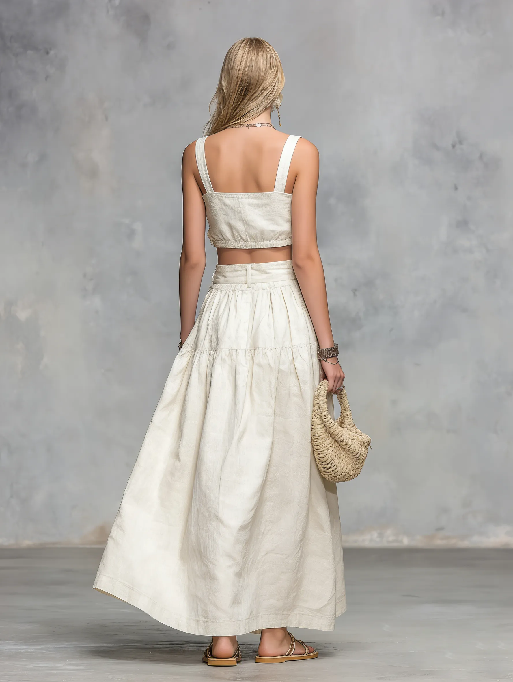 Casual And Stylish Square-neck Sleeveless Cropped Top And Long Skirt Set sold by Oyrosy product image thumbnail 3