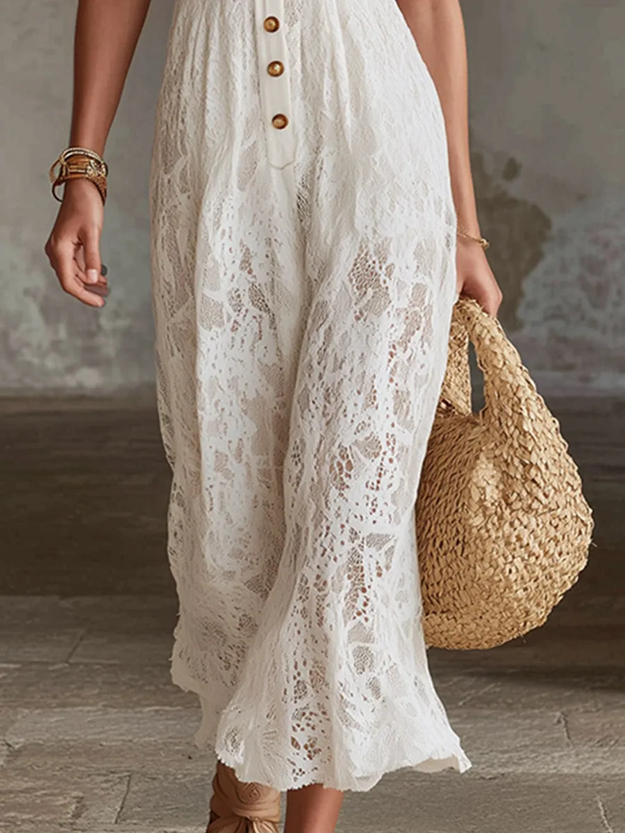 Elegant Party White Stretch Lace Sleeveless Maxi Dress sold by Oyrosy product image thumbnail 4