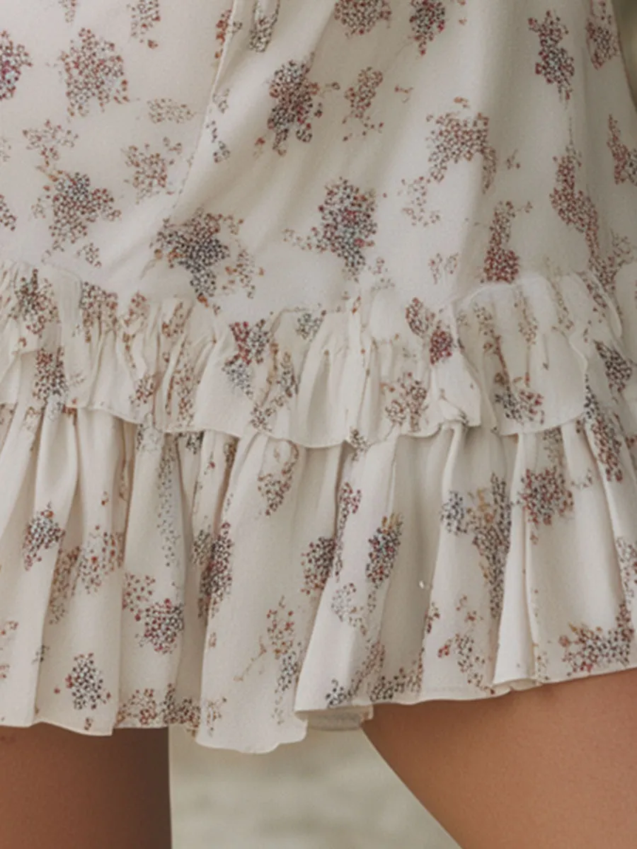 Western Retro White Print Sleeveless Halter Neck Chiffon Mini Dress sold by Oyrosy product image thumbnail 4