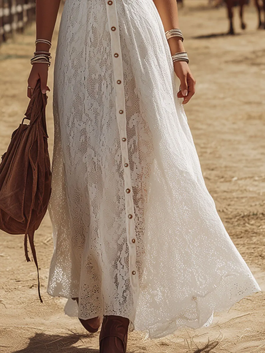 V-neck Lace Sleeveless Maxi Dress sold by Oyrosy product image thumbnail 5