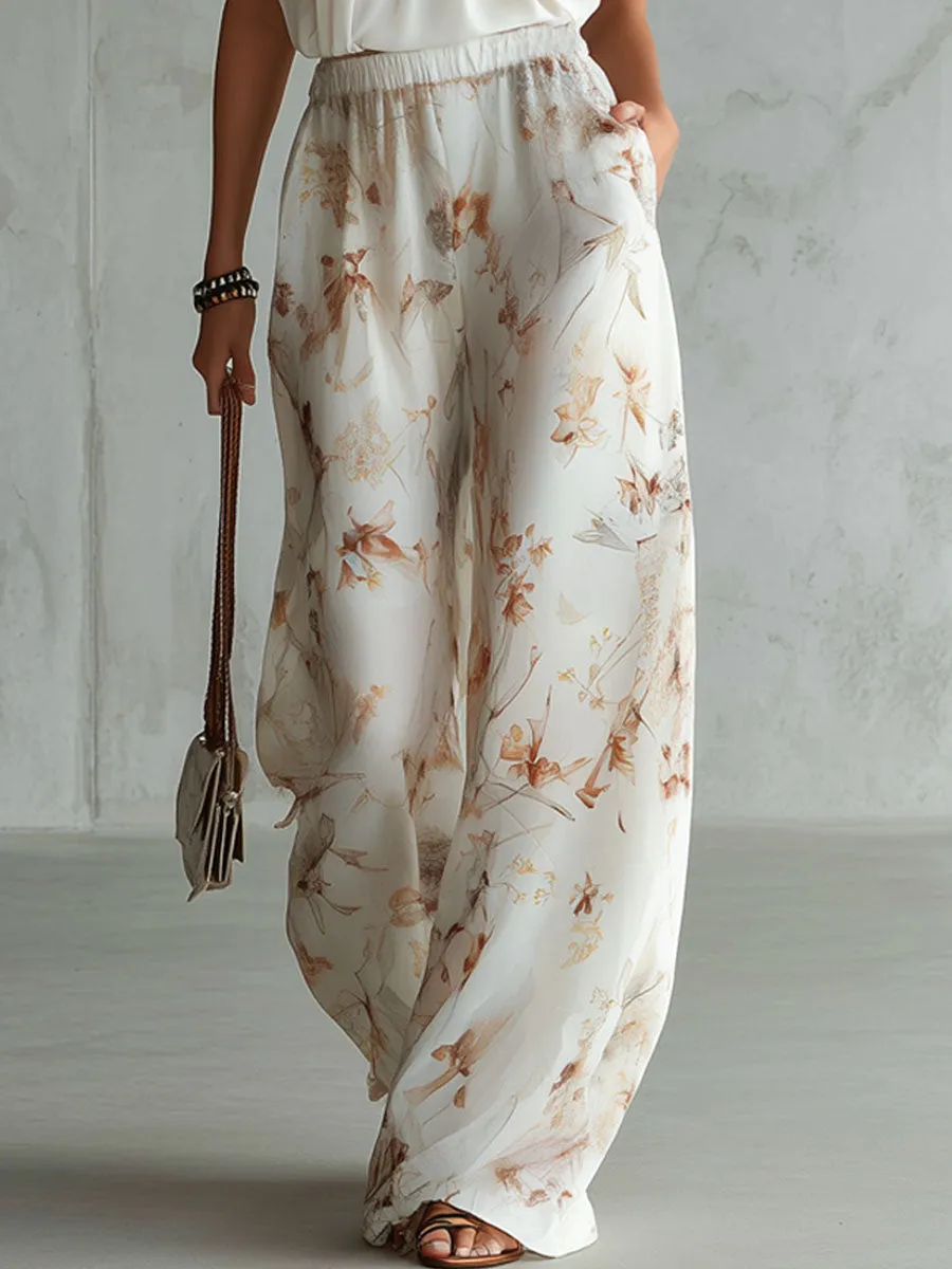 Halter-neck Sleeveless Top And Printed Chiffon Trousers Set sold by Oyrosy product image thumbnail 5