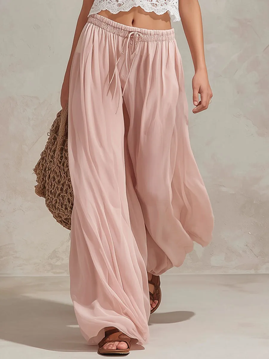 V-neck Lace Sleeveless Top And Chiffon Trousers Set sold by Oyrosy product image thumbnail 5