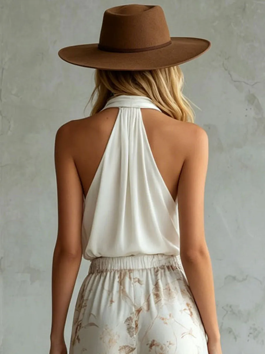 Halter-neck Sleeveless Chiffon Top sold by Oyrosy product image thumbnail 3