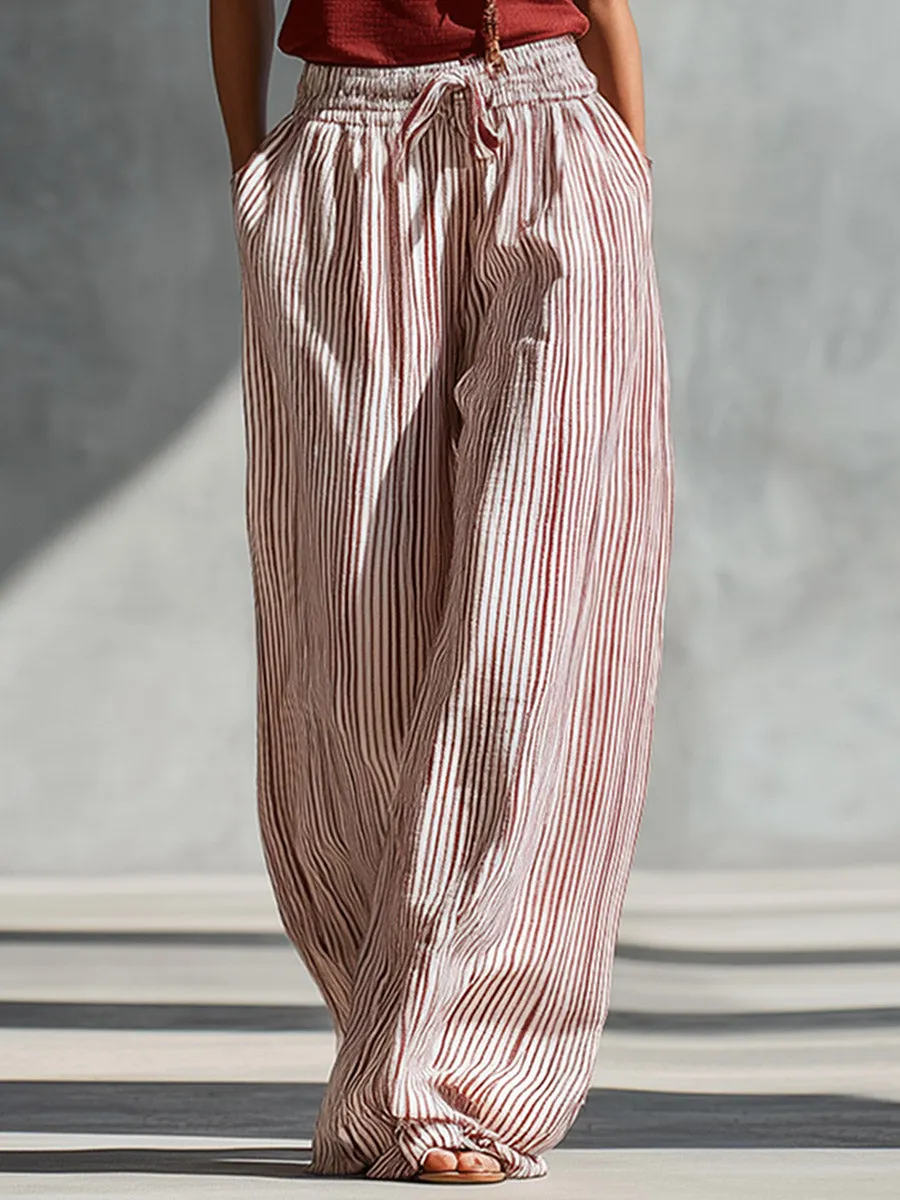 Casual & Elegant Red Tank Top And Striped Wide-Leg Pants Set sold by Oyrosy product image thumbnail 4