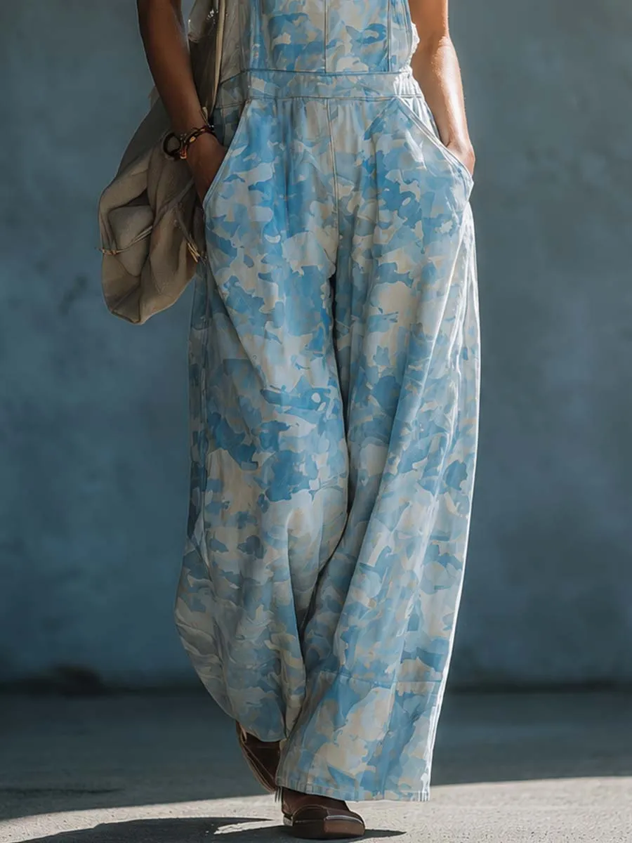 Bohemian Casual Sky-Blue Camouflage Jumpsuit Overalls sold by Oyrosy product image thumbnail 4