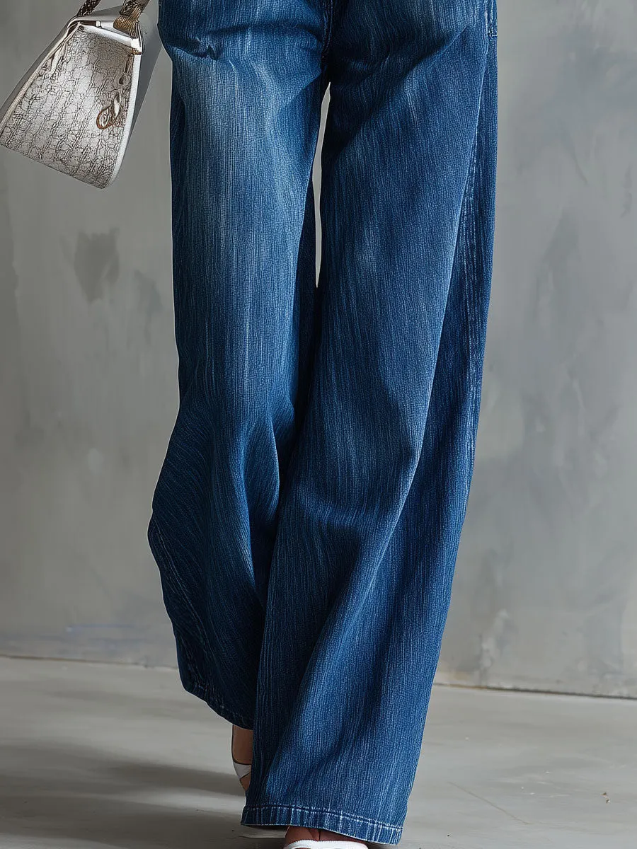 Retro Blue Collared Button Sleeveless Washed Denim Jumpsuit sold by Oyrosy product image thumbnail 5