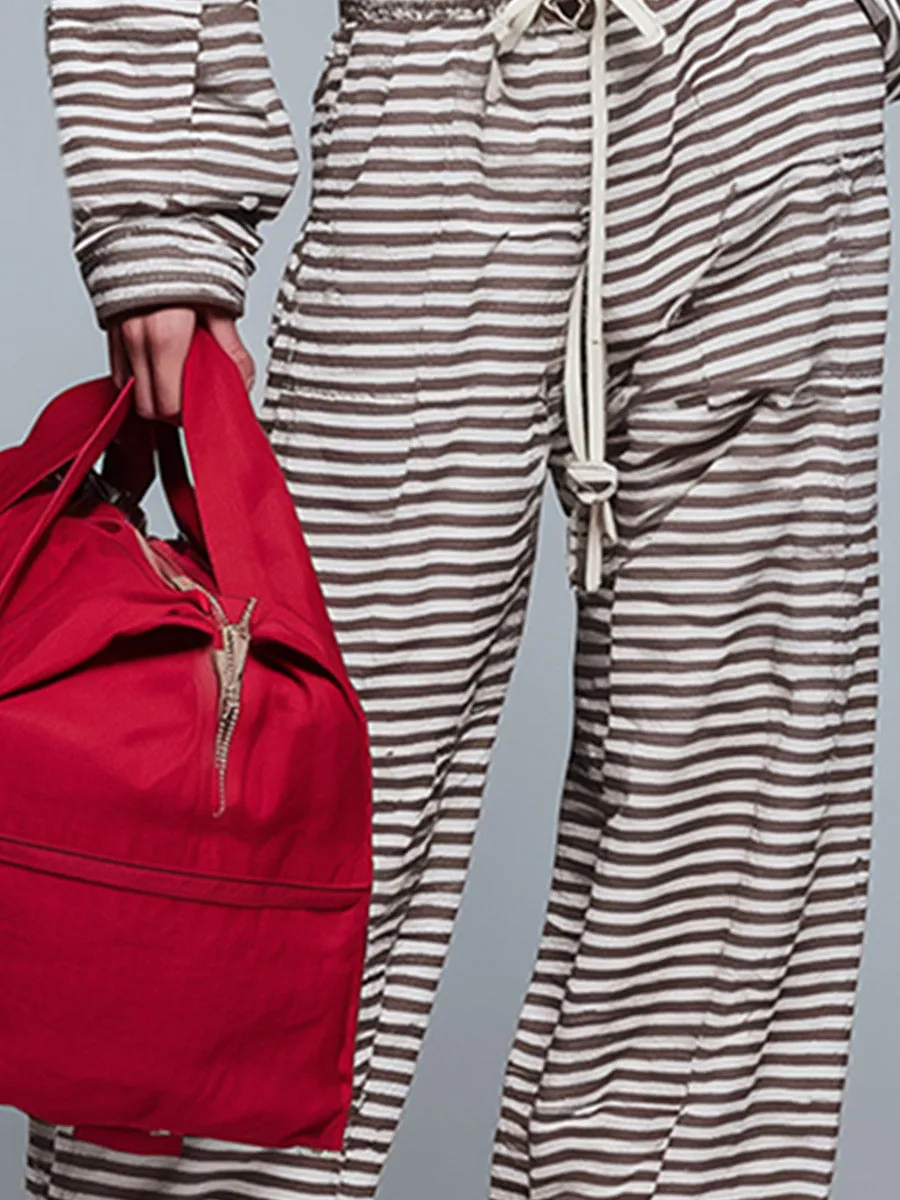 Urban Sporty Brown & White Striped Stand-Collar Zip-Up Sweatshirt And Joggers Set sold by Oyrosy product image thumbnail 4