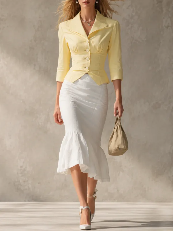 Vintage-style Casual Elegant Cotton-linen Set made by Oyrosy