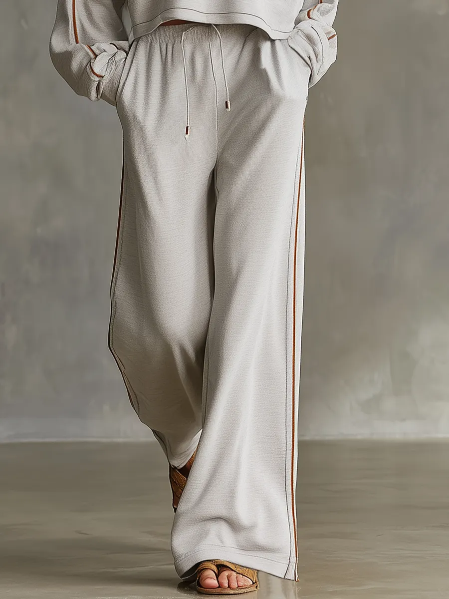 A grey athleisure styles that blends retro casual and elegant set sold by Oyrosy product image thumbnail 4