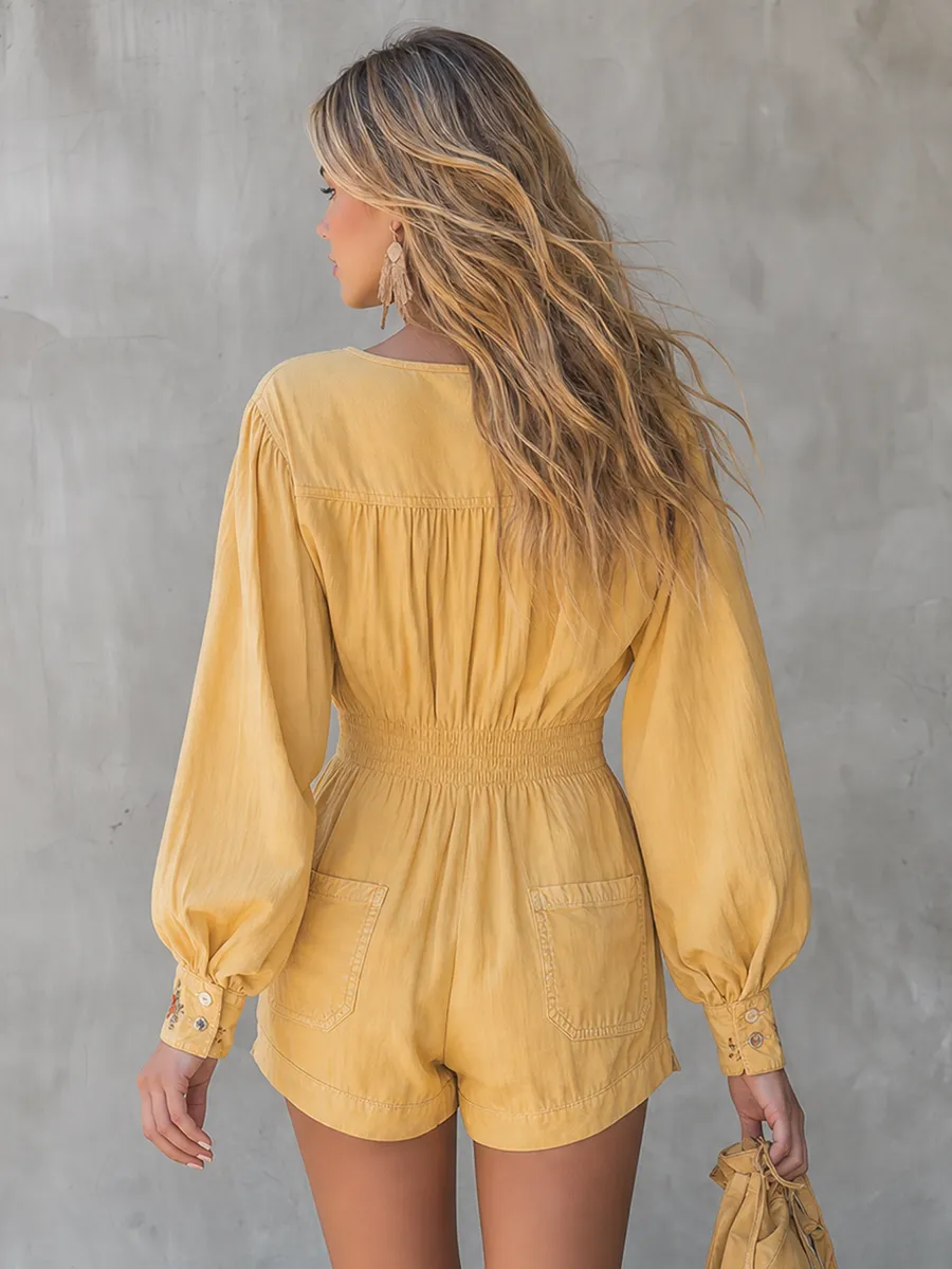 Bohemian Floral-embroidered Jumpsuit sold by Oyrosy product image thumbnail 5