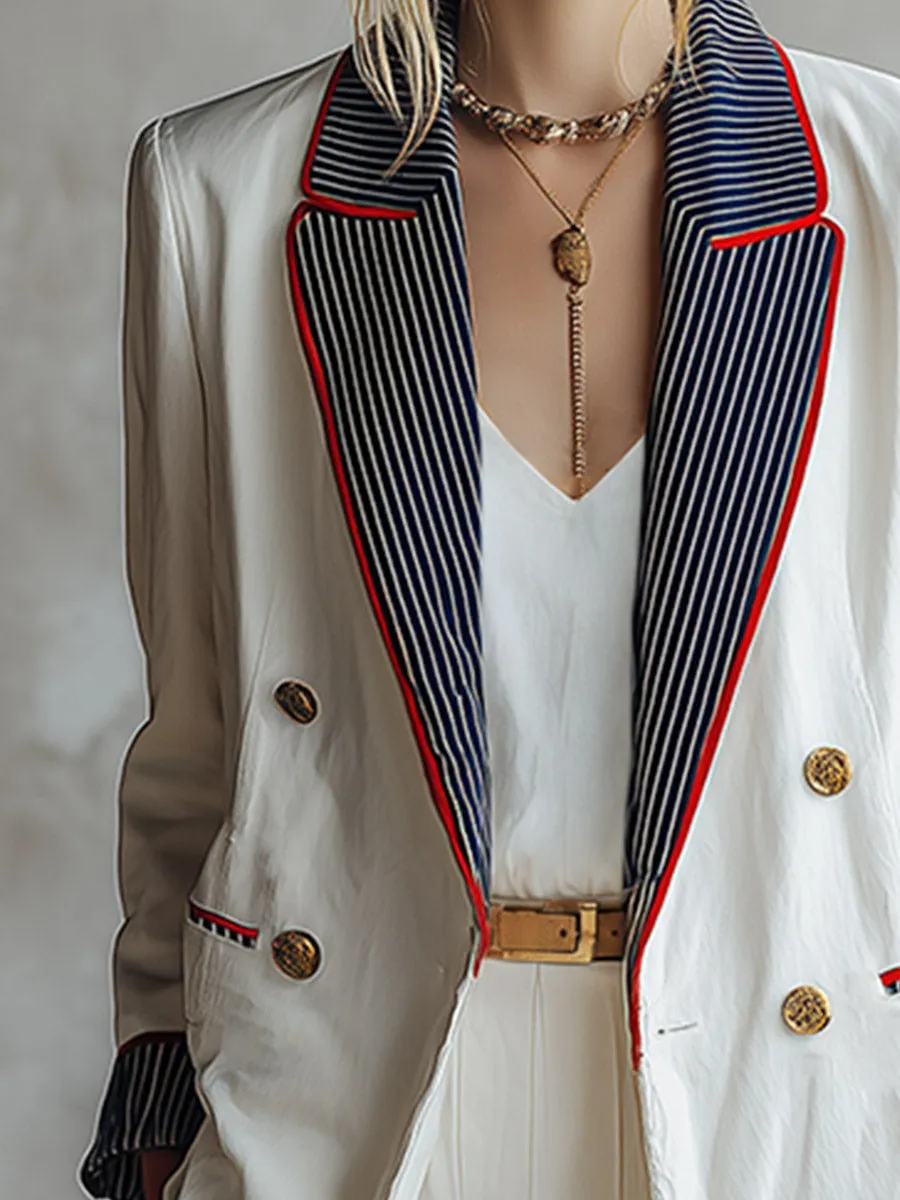 Stylish Casual White Striped-lapel Blazer sold by Oyrosy product image thumbnail 5