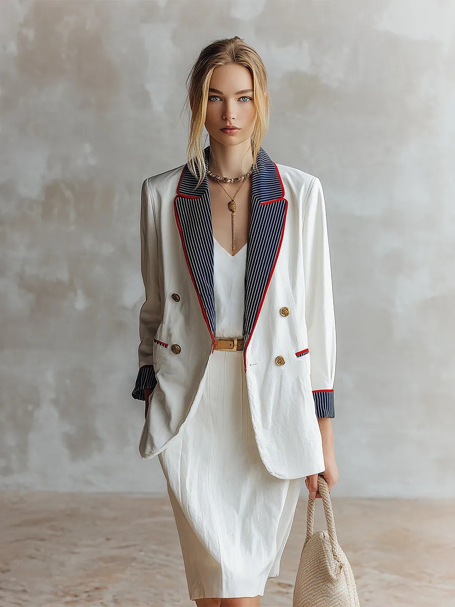 Stylish Casual White Striped-lapel Blazer sold by Oyrosy product image thumbnail 3
