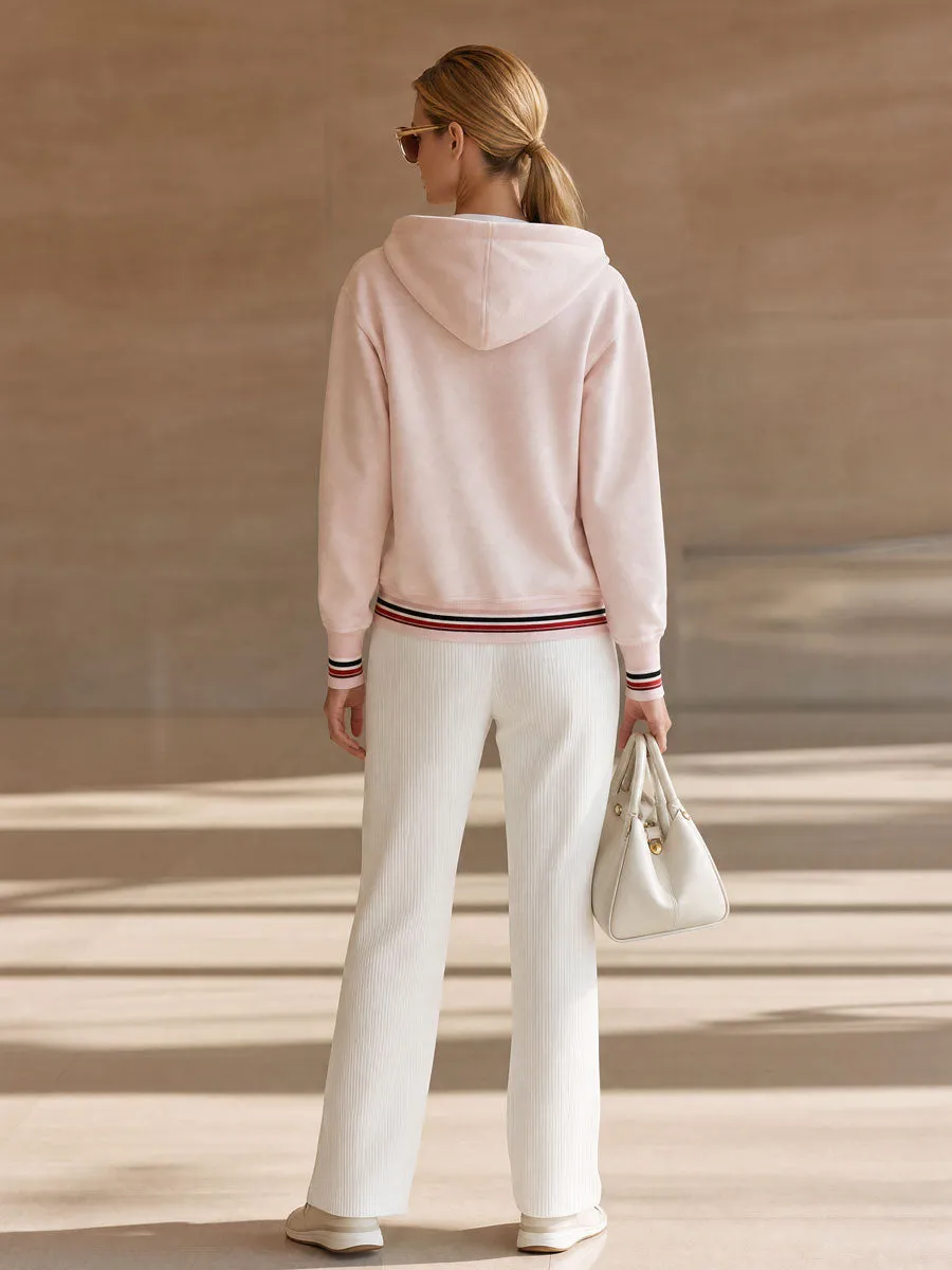 Casual Sports Colorful Striped Pink Cotton Hoodie sold by Oyrosy product image thumbnail 5