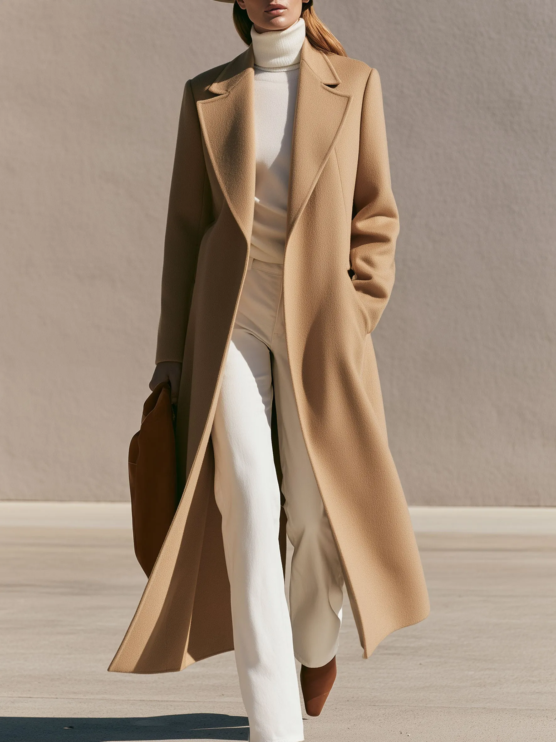 Simple And Stylish Camel-colored Lapel Coat sold by Oyrosy