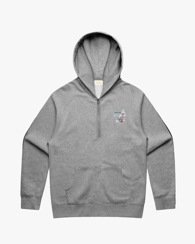 Pirate Falcon Half Zip Hoodie (Grey Heather) made by Pirateworldwide