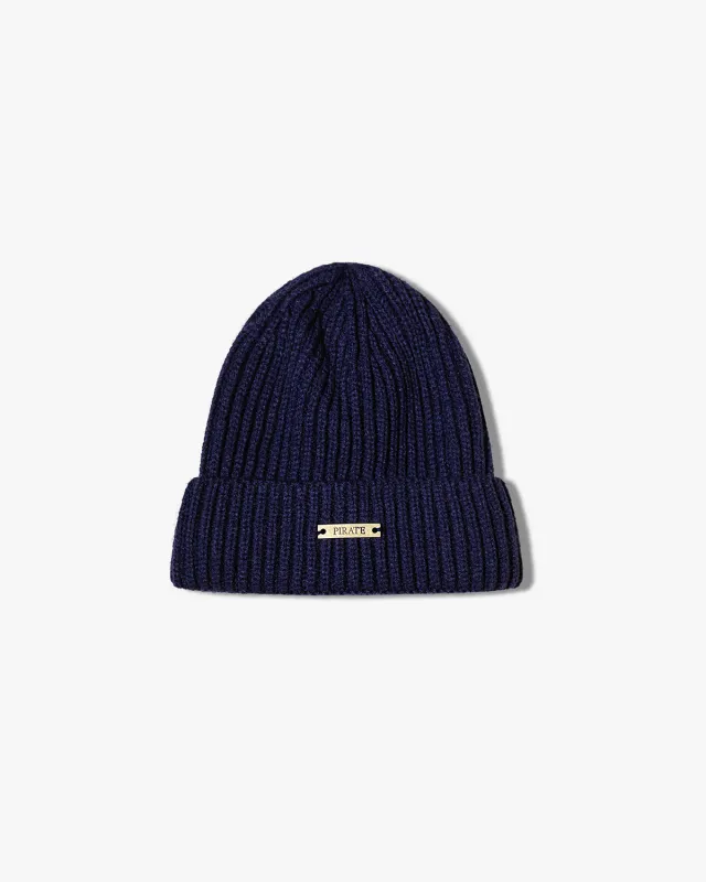Pirate Ribbed Beanie (Navy) made by Pirateworldwide