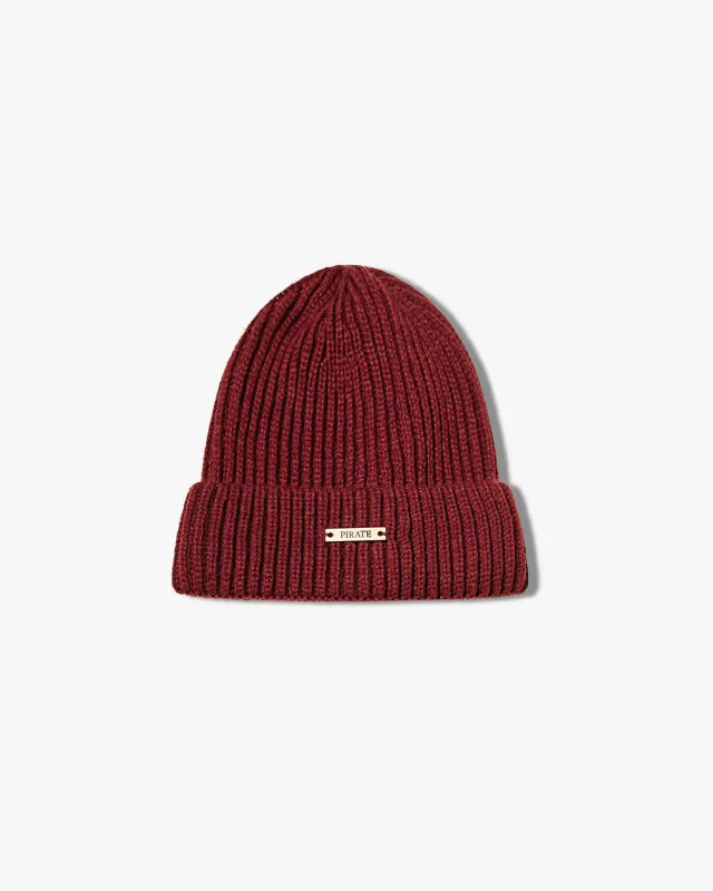 Pirate Ribbed Beanie (Maroon) made by Pirateworldwide