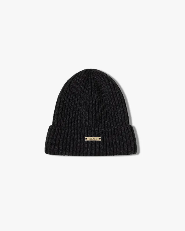Pirate Ribbed Beanie (Black) made by Pirateworldwide