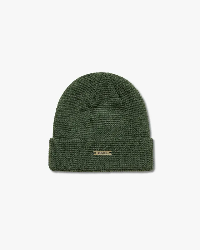 Pirate Waffle Beanie (Olive) made by Pirateworldwide