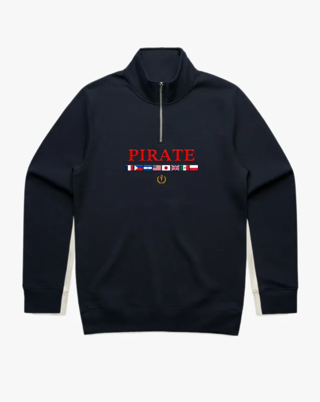 Pirate Worldwide Flags Quarter Zip (Navy) made by Pirateworldwide