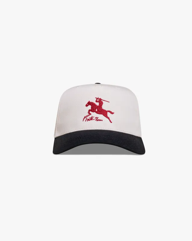 Pirate By Any Means Hat Merlot Stitching (Cream/Black) made by Pirateworldwide